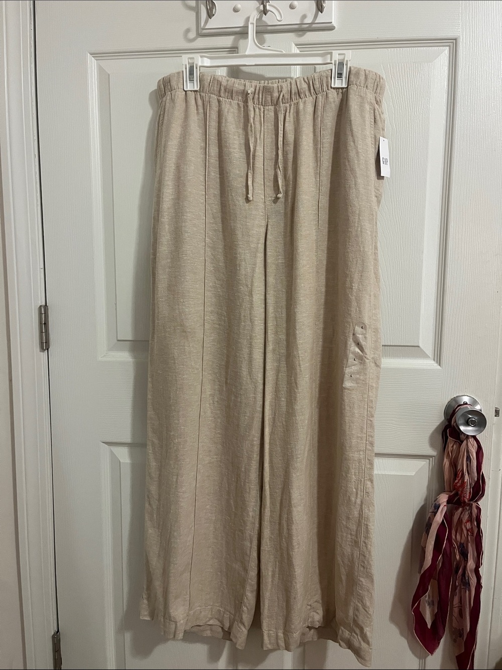 GAP Women's Wide-Leg Drawstring Pants in Beige